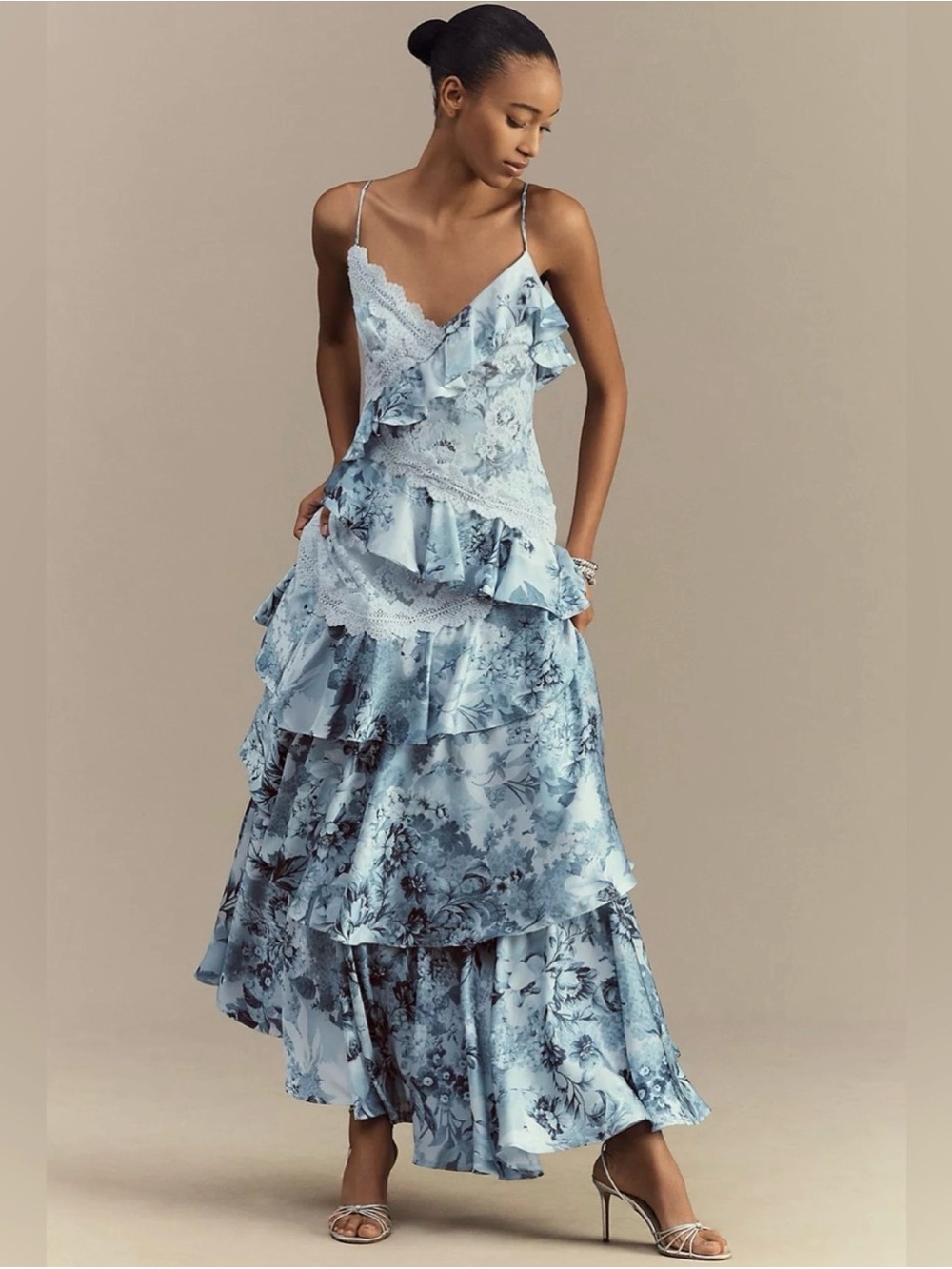 BHLDN Elora Sleeveless V-Neck
Ruffle Lace Maxi Dress